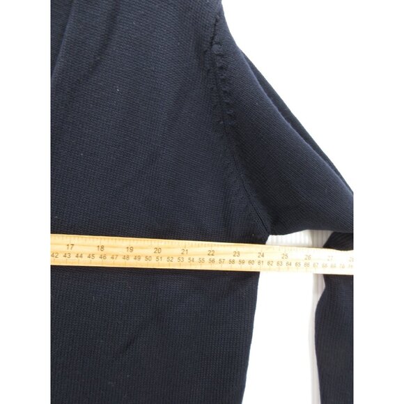 VINTAGE DKNY Sweater Medium Wool Navy Cardigan Tunic Button Up 90s * - Picture 5 of 9